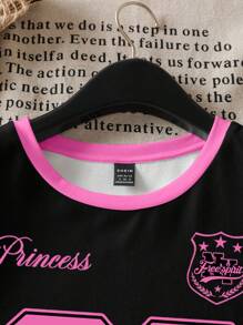 SHEIN EZwear Camiseta holgada de manga corta y cuello redondo con gráfico minimalista del número 23, apropiada para el verano, para mujeres - Multicolor - Ver 6