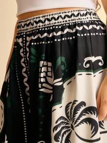 CAJUNI Quần ống rộng in họa tiết cây nhiệt đới Boho & quả dứa cỡ lớn cho nữ đi biển mùa hè - Nhiều màu - Xem 5