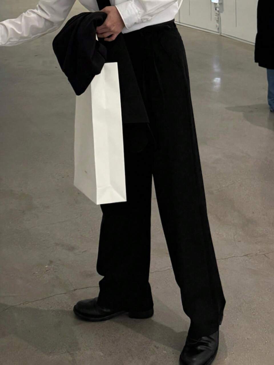 Men's Business Casual Plain Black Suit Pants, Spring/Summer