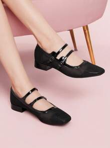 CUCCOO DOLLMOD Women's Fashionable Versatile Comfortable Low Vamp Rhinestone Buckle Flat Shoes For Christmas Spring Shoes - Black - View 5