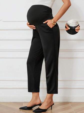 MaterniWear Adjustable Waist Maternity Pants, Solid Color  Office/Work  Business Women Attire  Work Pants