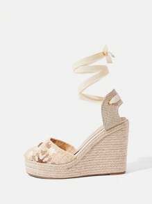 Styleloop Women's Rope Woven Platform Wedge Sandals, Suitable For Party, Wedding, Daily Wear, Vacation