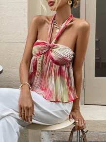 Serisse Women's Tie Neck Printed Blouse Summer - Multicolor - View 3