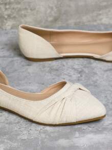 SHUZIA Women Comfortable Pointy Toe Twist Strap Flats