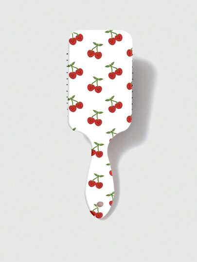 ROMWE Kawaii Cherry Print Massage Hair Brush, Air Cushion Anti-Static Detangling Hair Brush