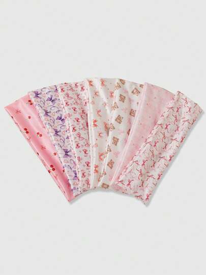 Kawaii 7pcs Sweet & Cute Pink Series Bowknot, Teddy Bear Print Headband Suitable For Daily Life, Outing, Yoga Outfit Decoration For Women