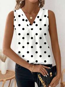 SHEIN Clasi Camiseta de tirantes informal con cuello en V y estampado floral para mujer