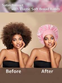 2 piezas Gorro de seda para dormir, gorros de satén, gorro de dormir de banda elástica suave de seda, envoltura de cabello de seda para cabello rizado (negro y dorado) - Decoración del hogar y el baño, gorro de verano para el cabello