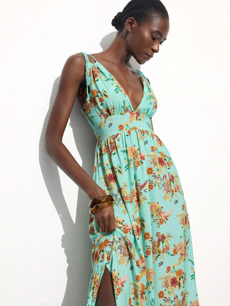 SHEIN Maija Women Casual Floral Print Long Dress, Summer