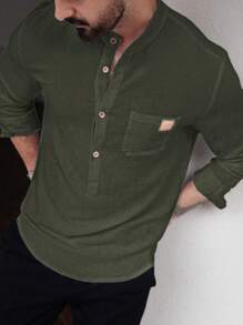 Manfinity CasualCool 男士休闲通勤纯色长袖衬衫，秋季男士衬衫