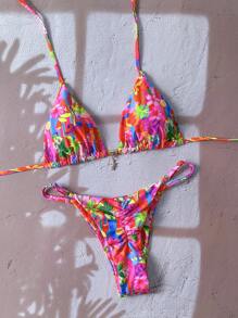 Elavelle Trang phục bikini gợi cảm họa tiết hoa Spaghetti cho nữ mùa xuân - Nhiều màu - Xem 3