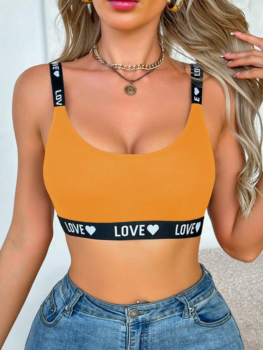 Women's Simple Comfortable Letter Knit Bra Without Padding