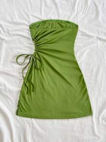 Soleia Đầm bodycon hở lưng họa tiết cây dừa Vacation Island Element, thích hợp cho ngày lễ, hẹn hò, ngày lễ tình nhân, trà chiều, mùa xuân và mùa hè - màu xanh lá - Xem 2