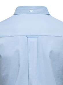 Manfinity Homme Men's Solid Simple Casual Short Sleeve Shirt - Blue - View 6