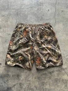 AXEPEAK 男士宽松梭织数码印花短裤，适合夏季，适合街头穿着 - 彩色 - 查看 2