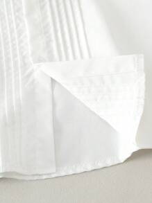 SHEIN Teen Boy Gentleman Style White Versatile Discounted Slim Fit Long Sleeve Shirt, Casual/Business Elegant Collegiate Personalized Shirt, Suitable For Daily Wear, Wedding, Wedding Guest, Pageboy, Ring Boy - White - View 8