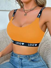 Women's Simple Comfortable Letter Knit Bra Without Padding