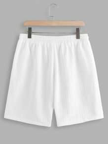 Manfinity RelaxMax Conjunto de camisa de manga corta de unicolor y pantalones cortos con cordón para hombres