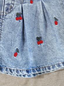 Young Girls Denim Two Pieces Outfits - Medium Wash - View 5