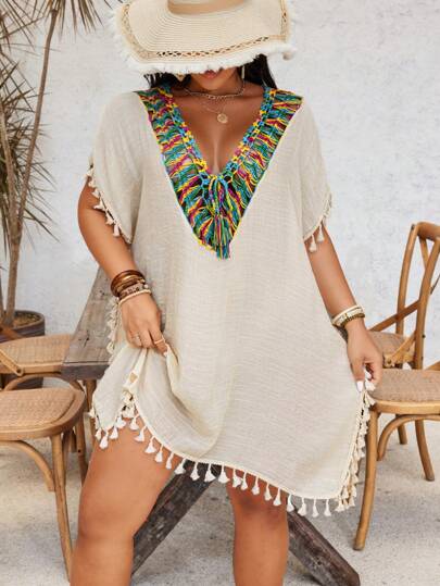 Swim Lushoire 1 件大码女式手工钩针拼布宽松罩衫