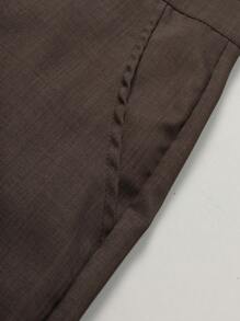 Calvornis Plus Size Men 2-Piece Solid Color Suit Set, Jacket And Pants - Mocha Brown - View 3