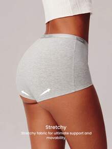 LUVLETTE 3 条装女士内裤，舒适透气基本款棉质徽标高腰平角内裤，女士平角内衣可作为外套，也适合少女和儿童