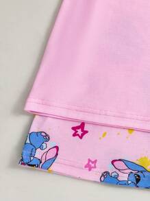 2pcs/Set Young GirlShort Sleeve Pink Dress, Cute Street Style, Soft & Comfortable, Suitable For Summer Home Or Outdoor, Versatile Essential Fathers Day Gifts Puppy Summer Beach Summer Clothes Pajamas Sets Kids Clothes 4t Girl Clothes 4