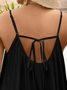 SHEIN CURVE+ Solid Color Plus Size Tank Top Swing Dress,Long Vacation Dress, Wedding Anniversary, White Dress, Long White Dress Boho Vacation Beach Outfits For Woman/Beach Dress/Beach Vacation Outfits/Beach Essentials / Graduation/Tea Party Dress,Sundress,Summer Dresses For Women