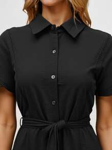 Lumivelle Rochie ocazională pentru femei, cu mâneci scurte, cu volane, rochie de serviciu