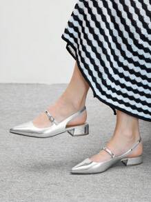 CUCCOO BIZCHIC Women's Pointed Toe Adjustable Buckle Design Flat Loafers - Silver - View 1