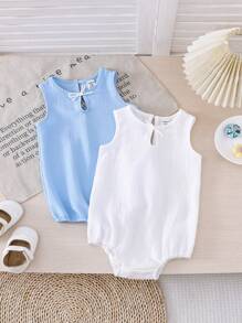 Baby Girl Textured Bow Back Bodysuit, Fashionable And Chic - Multicolor - View 1