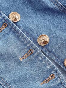 SHEIN MOD 女式夏季休闲前扣无袖牛仔衬衫 - 淺色水洗藍 - 查看 3