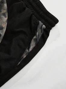 ROMWE MEN Street Life Men's Streetwear Mix-Matched Leopard Print Shorts - Black - View 7