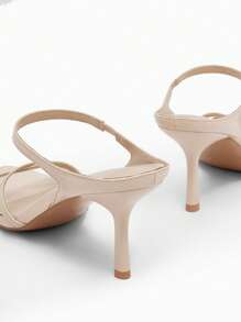 CUCCOO BIZCHIC Apricot Mirror Pu Pointed Toe Kitten Heel Women'S Sandals For Summer Graduation Heels Prom Heels Vacation Shoes Summer Elegant Basics Business Casual Business Chic Spring Shoes Spring Break Easter