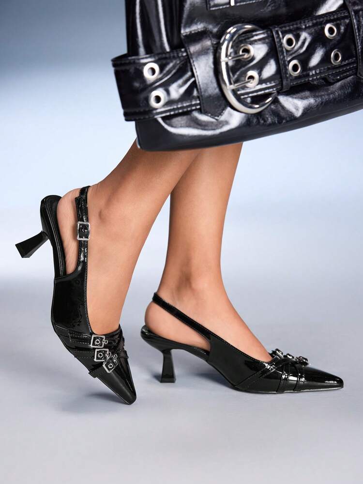 CUCCOO GRLICON Women's Black Pointy Toe Pumps With Unique Bowknot Design, Vintage Elegant High Heel Sandals, Spring/Summer