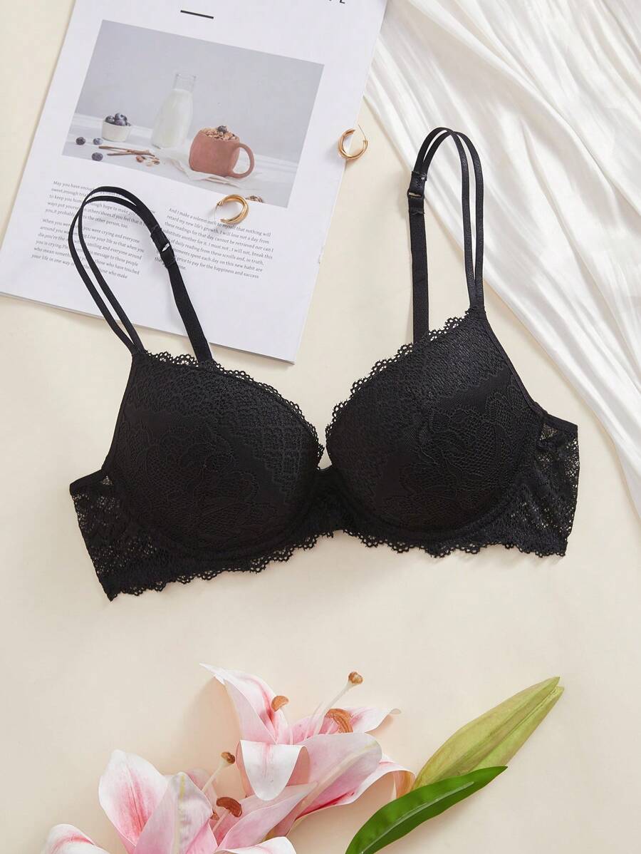 1 件高品质全蕾丝舒适加厚聚拢钢圈女士文胸