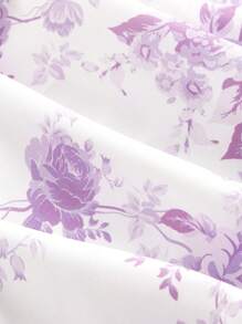 SHEIN MOD Vestido midi estampado floral vintage morado de talla grande - Lila Púrpura - Ver 4