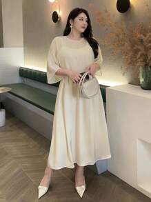 Dazy Plus Vestido largo elegante con superposición de tirantes de malla