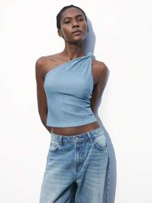 Maija 2025 Herbst/Winter Neue asymmetrische geschnittene asymmetrische verdrehte Strick-Asymmetrischer Ausschnitt Top für Frauen, modern elegant urbaner romantischer raffinierter Y2K Country Music Festival Vintage Koreanischer Flughafen Reise Straßen-Stil Hochzeitsgast Geburtstag Halloween Business Lässig Büro Date Party Ausflug Schule Herbst/Winter