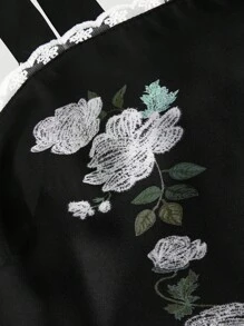 SHEIN MOD Vintage Black Bohemian Floral Print Dress With Back Bowknot – Perfect For Holidays, Dates, Picnics, And Photo Shoots - Black - View 3
