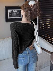 DAZY Chaqueta corta ligera de mujer de jacquard casual, adecuada para primavera y otoño