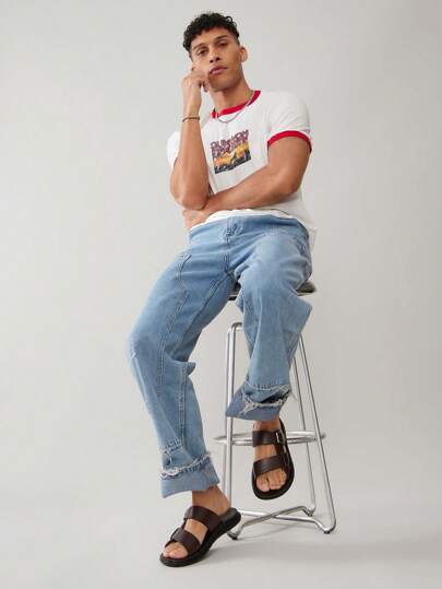 SHUZIA Top Seller Men's Buckle Decor Pu Dark Brown Slide Sandals - Premium & Stylish.