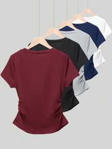 INAWLY 5 chiếc/bộ áo phông in hình bướm đa năng thường ngày cho nữ - Nhiều màu - Xem 2