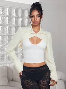 SHEIN ICON 春夏无袖条纹休闲度假衬衫 - 黃色 - 查看 4