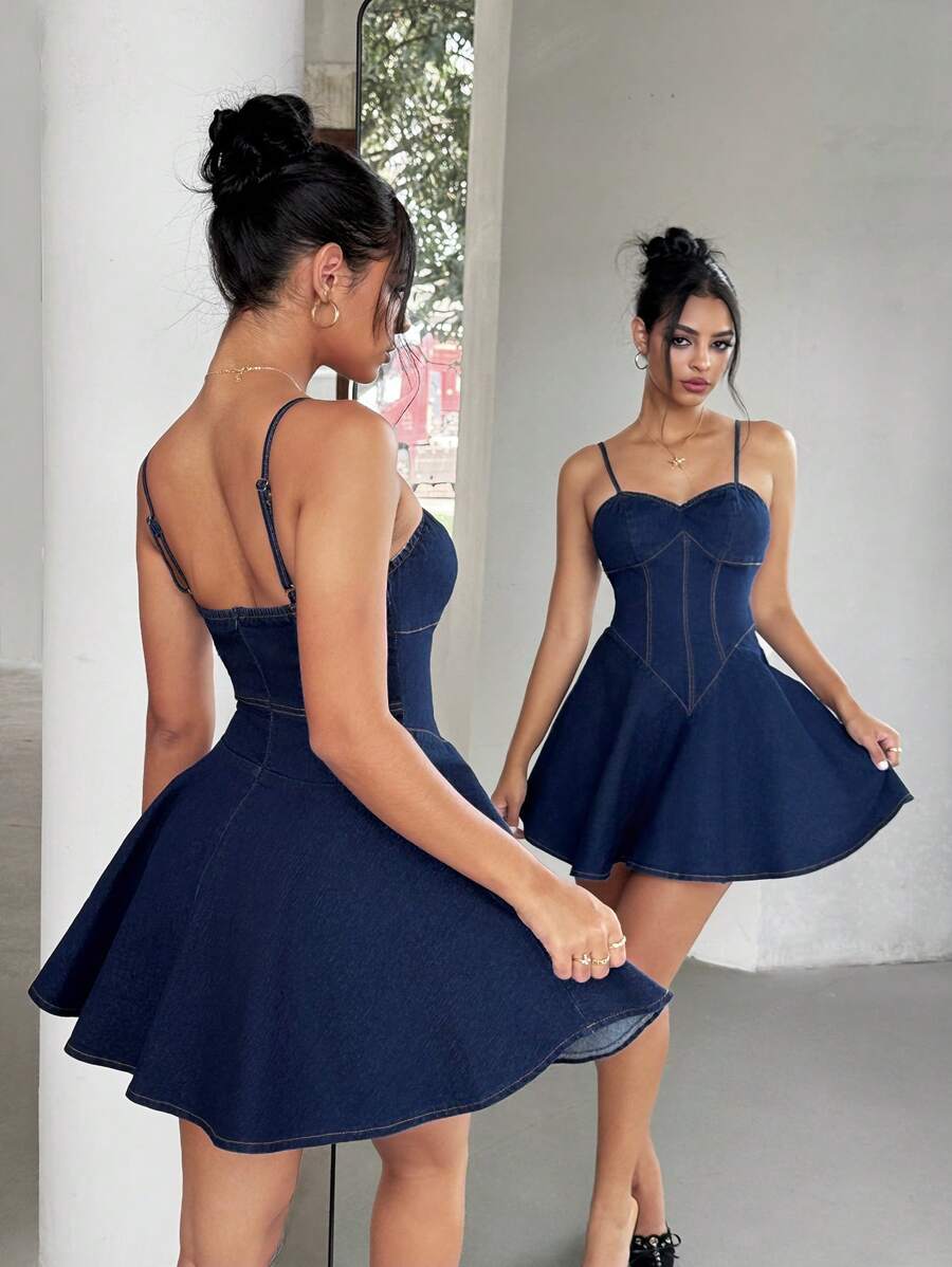 Jeanoix 女士休闲牛仔连衣裙，性感风格