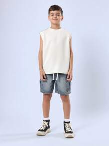 SUMWON Athletic Tank Top Sleeveless Bronx Logo Basketball Workout Training Gym Summer Active Sport Youth Tank - White - View 3