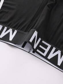 EasyFave سراويل داخلية للرجال مطبوع عليها حرف مع تفاصيل ملونة، مناسبة للاستخدام اليومي - الأسود - مشاهدة 4