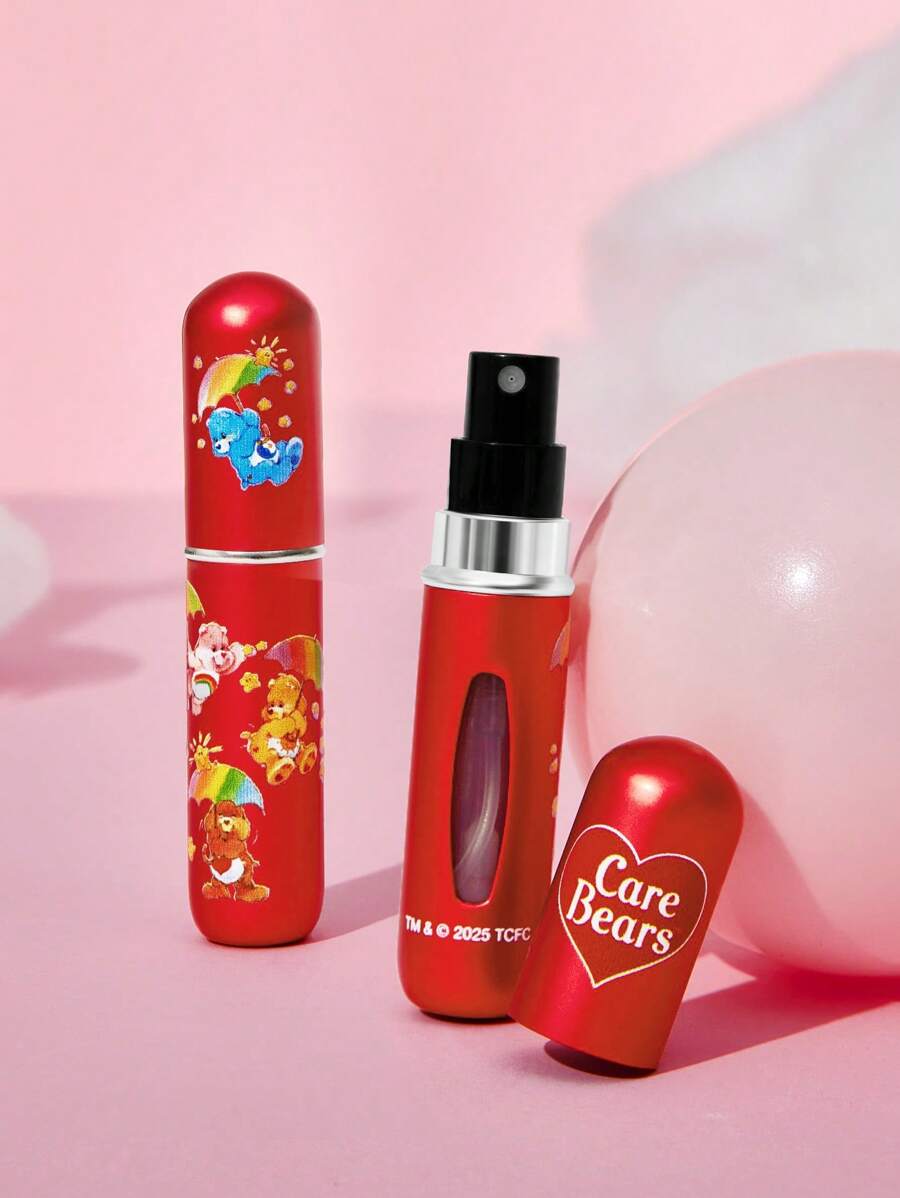 SHEIN X Care Bears 1个5毫升/0.2盎司卡通熊图案喷雾瓶，底部可灌装液体，可用于盛装香水、护肤水和其他液体产品，瓶身小巧便于携带，图案包括：睡前熊、快乐熊、阳光熊、温柔熊，情人节款。