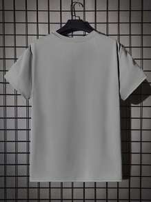 RueChic Camiseta de manga corta de cuello redondo con estampado de letras casual de verano para hombres