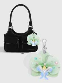 ROMWE Fairycore 1 móc chìa khóa trang trí hoa lan xanh ngọt ngào, phong cách nghỉ dưỡng bãi biển cho mùa xuân/hè, đám cưới, lễ hội, quà tặng sinh nhật, mặt dây chuyền túi xách - Nhiều màu - Xem 4